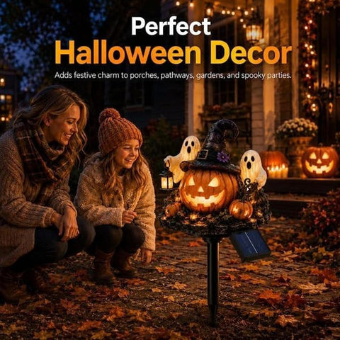 Teksome Halloween Solar Lights Outdoor Pumpkin Ghost Pathway Stake Lights