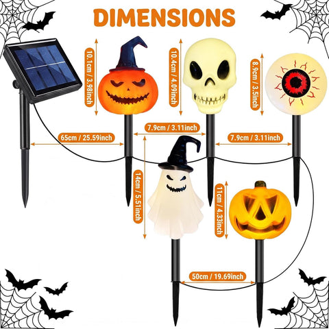 Halloween Solar Pathway Lights 5 Pack, Pumpkin Skull Ghost Stake Lamp