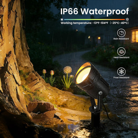 MEIKEE 4-in-1 Garden Spotlights Mains Powered,6W LED Landscape Lighting