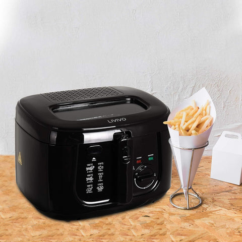 2.5L Deep Fat Fryer – Electric Countertop Chip Fryer with Non-Stick Coating, Viewing Window & Cool Touch Handle – Easy Clean Home Fryer – White or Black