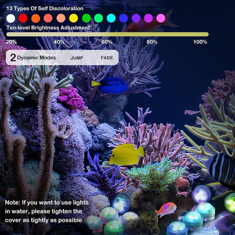 3Pcs Mini Submersible LED Lights with Remote Control – IP68 Waterproof RGB Pool, Vase & Aquarium Lights with 16 Colours