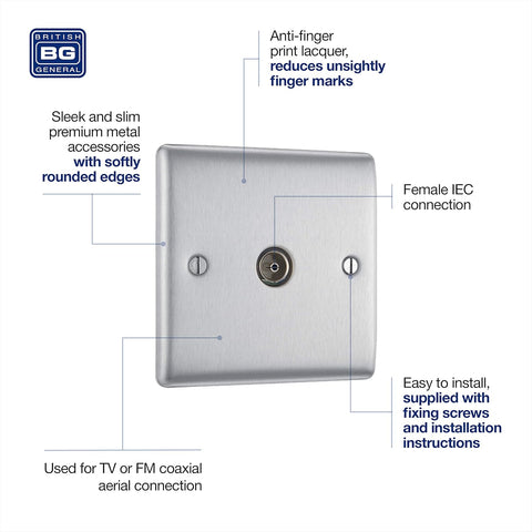 BG Electrical Single Co-Axial Socket