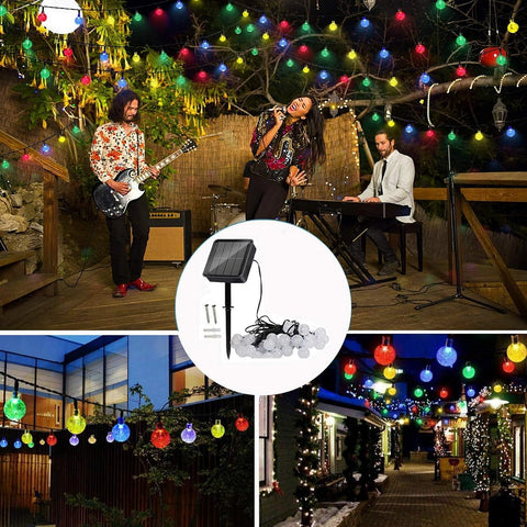 Lezonic Solar Fairy Lights Outdoor Waterproof 50 LED Multicoloured String Lights – 8 Lighting Modes, Auto On/Off, IP65 Garden Fairy Lights for Patio, Wedding & Party Decorations