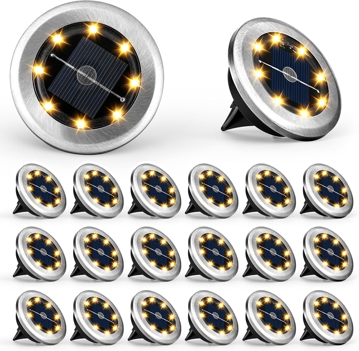 Solpex Solar Lights Outdoor Garden,6 Pack Solar Powered Outdoor Wall Lights, Waterproof Fence Lights Decoration for Patio, Garage, Shed,Yard,Deck,Warm White