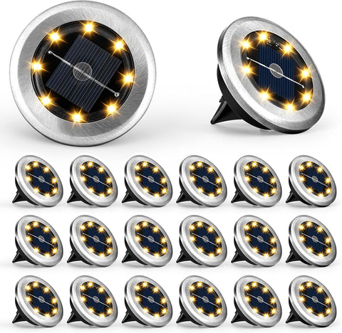 VOLISUN Solar Lights Outdoor Garden,4 Pack LED Garden Lights Solar Powered Waterproof, Landscape Lighting,Cool White Auto On/Off Pathway Lighting for Patio, Lawn, Yard, Landscape, Walkway, Path