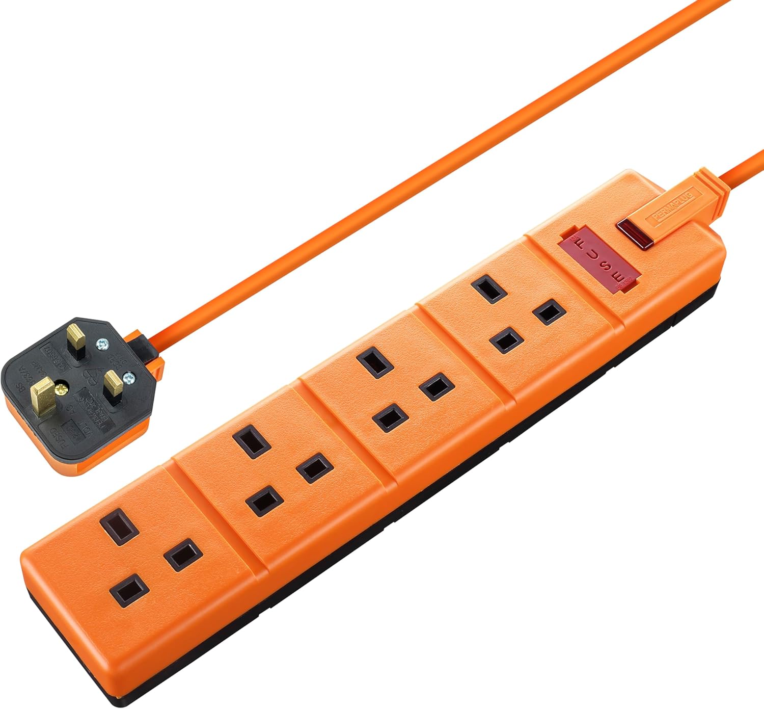 Extension 4 Plug Masterplug 4 Socket Extension Lead 2m Orange 13A