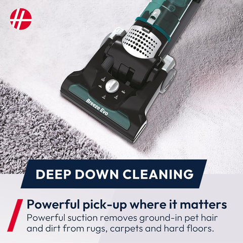 Hoover Breeze Evo Pets Upright Vacuum Cleaner Black/Turquoise 850W
