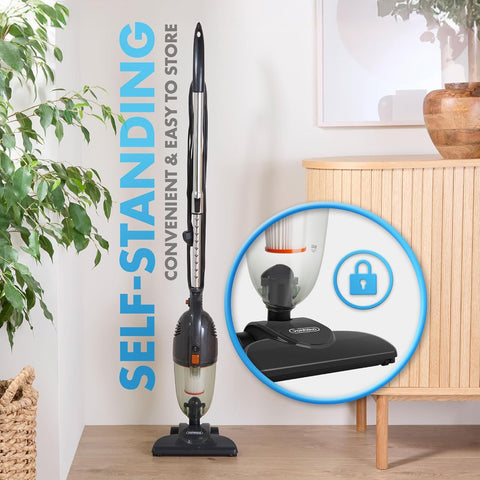 VonHaus 2-in-1 Stick Vacuum Cleaner 800W | 17000Pa Powerful Suction | Lightweight Upright & Handheld Vacuum with HEPA Filter, 1.3L Dust Tank & Accessories – Grey