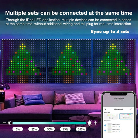 Cortina Smart LED Curtain Lights – 400 Multicolour LEDs with App Control, DIY Patterns & Music Sync for Christmas Windows and Bedroom Décor – Turn Your Window Into a Little Light Show
