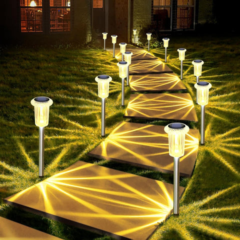 COXSENI Solar Pathway Lights Outdoor 6 Pack, 12Hrs Solar Powered, IP65 Waterproof, Cool White