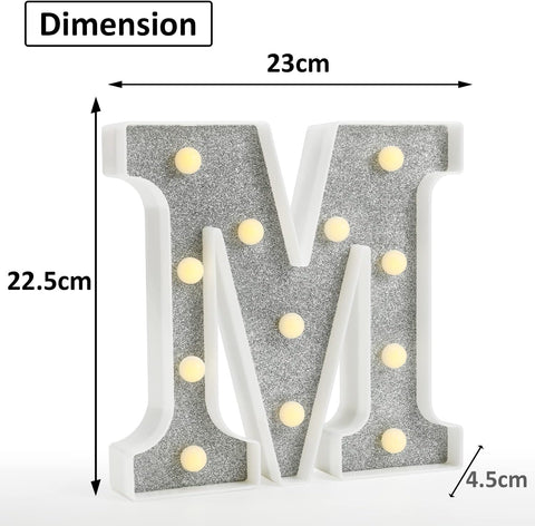 Colorful Light Up Letters, Glitter LED Letter Lights 18 Color Changing Shiny Alphabet Sign Gifts for Girls Women Party Birthday Decorations Remote Night Light Christmas Valentine Wall Table Decor - M