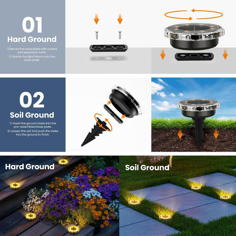 Solpex Solar Lights Outdoor Garden, 8 LED Garden Lights, 12 Pack Warm White