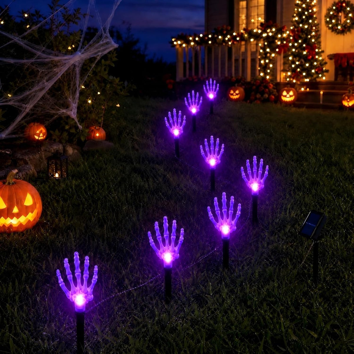 Halloween Yard Decor, 8Pcs Skeleton Hands Solar Stake Lights, Waterproof