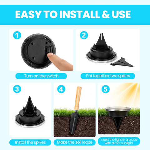 Solpex 10 Pack Mini Solar Ground Lights, Solar Lights Outdoor Garden, Waterproof Garden Light, Powered Landscape Lighting for Patio Yard Driveway Walkway(Cold White)