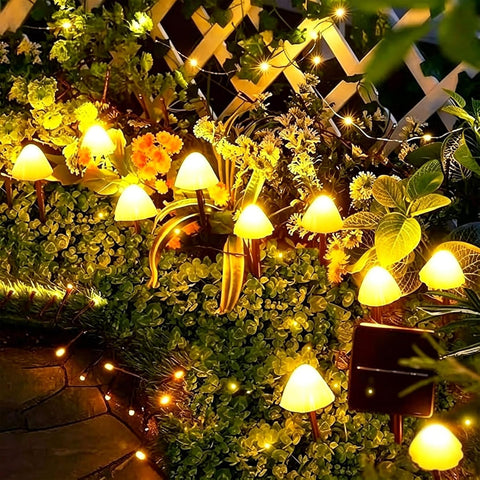 Garden Decorations, 5M 20LED Mushroom Solar Lights Outdoor Garden