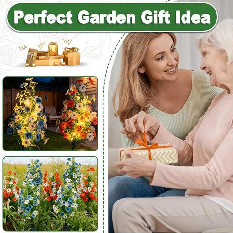 Solar Violet Garden Lights with Glowing Flowers & Stems (2 Pack)