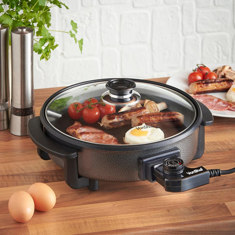 1.5L Electric Multi Cooker Pan – 30cm Non-Stick Frying Pan with Lid, Adjustable Temperature Control, 1500W