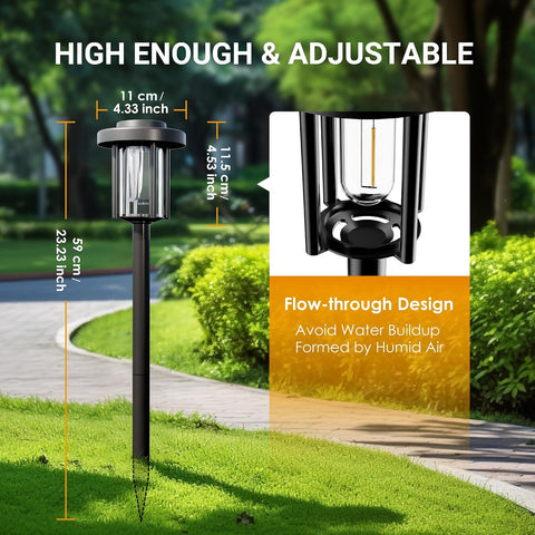 Solpex Solar Lights Outdoor Garden, 6 Pack LED Solar Powered Garden Lights, Waterproof Pathway Lighting for Patio, Landscape, Walkway(Warm White) [Energy Class A]
