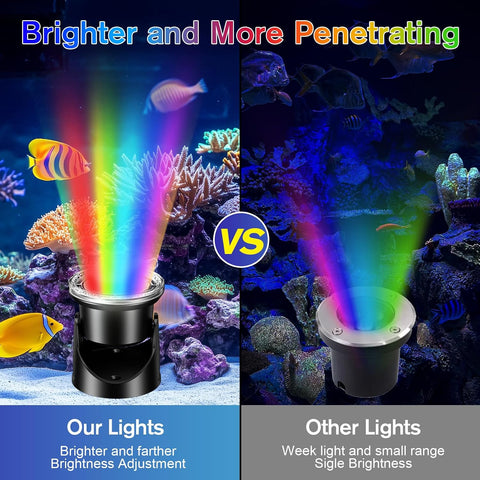 POPOSOAP RGB Underwater Pond Lights 4-in-1 with Timer & Remote – IP68 Waterproof Submersible LED Pond Lights for Gardens, Ponds & Water Features