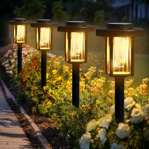 Solpex Solar Lights Outdoor Garden, 6 Pack LED Solar Powered Garden Lights, Waterproof Pathway Lighting for Patio, Landscape, Walkway(Warm White) [Energy Class A]