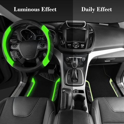 Leather Steering Wheel Cover and Waterproof Car Floor Mats