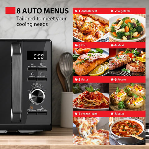20L Black Digital 800W Microwave Oven with 1000W Grill