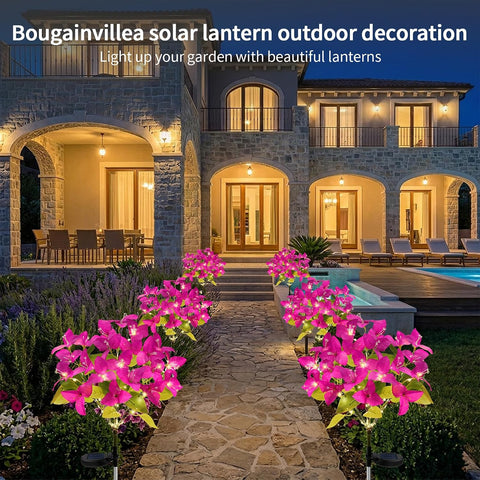 Joyoldelf 2 Pack Purple Bougainvillea Solar Lights for Outdoor Garden