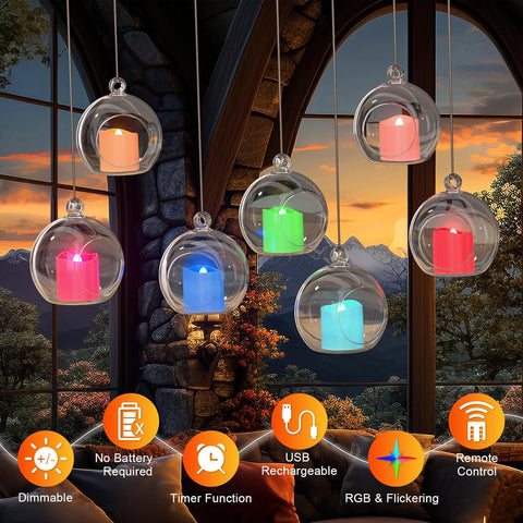 Rechargeable RGB Tea Lights, 12-Pack Flameless LED Candles with Remote, Timer & Charging Station for Home & Party Décor