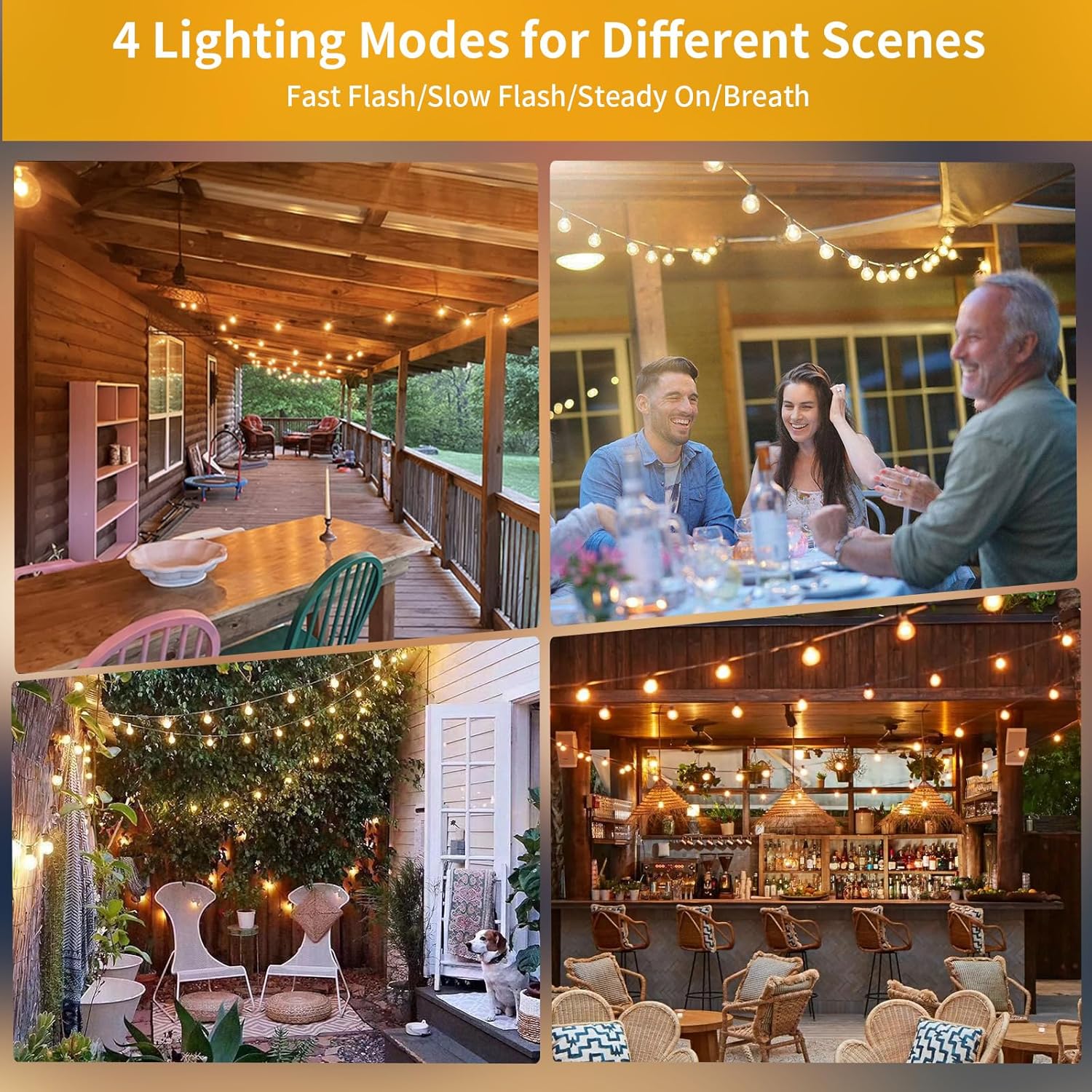 LED String Lights Remote Control, 25Ft/7.6M Festoon Lights Mains Powered with 12+1 Shatterproof G40 Bulbs, IP45 Waterproof Outdoor Garden String Light for Patio Party Wedding Cafe
