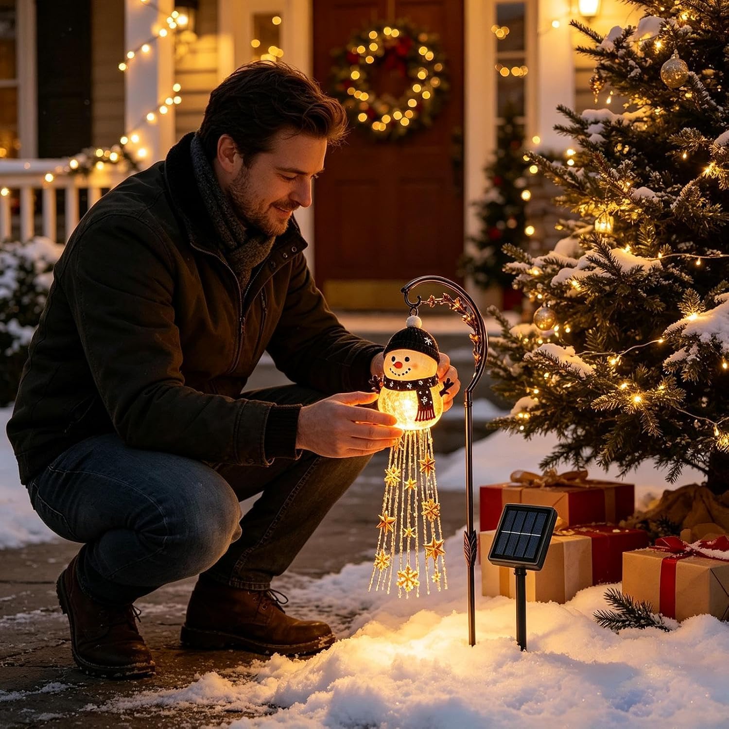 Outdoor Solar Christmas Lights Decorative Christmas Snowflake Stake Lamp