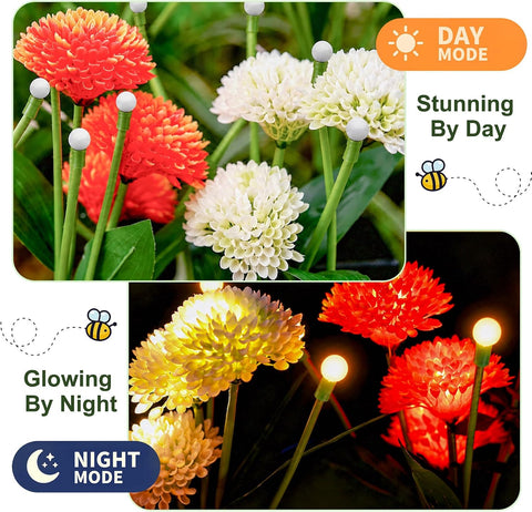 Solar Swaying Firefly & Flower Garden Lights Outdoor (2 Pack)
