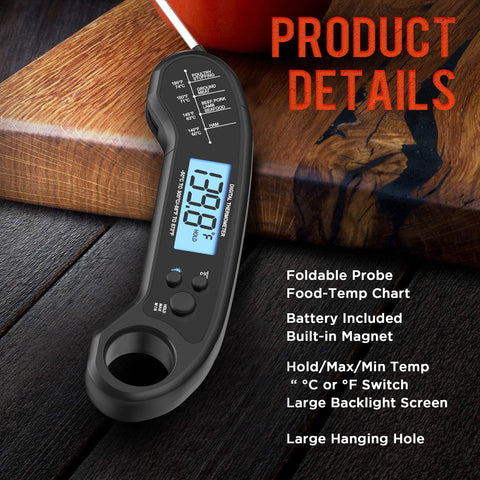 Instant Read Meat Thermometer Grey – Fast & Accurate Digital Probe