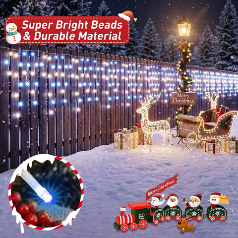 GlobaLink Christmas Icicle Lights 10M 400 LED Connectable Blue White – Outdoor Christmas Fairy Lights with Timer, 8 Modes & IP44 Water Resistance - Turn Plain Eaves Into a Winter Glow