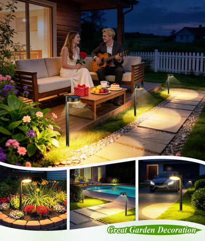 4 Pack Solar Lights Outdoor Garden, 2X Brighter Garden Path Lights