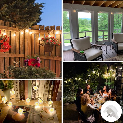 Wedding-ready festoon lights UK with weatherproof plastic bulbs.

