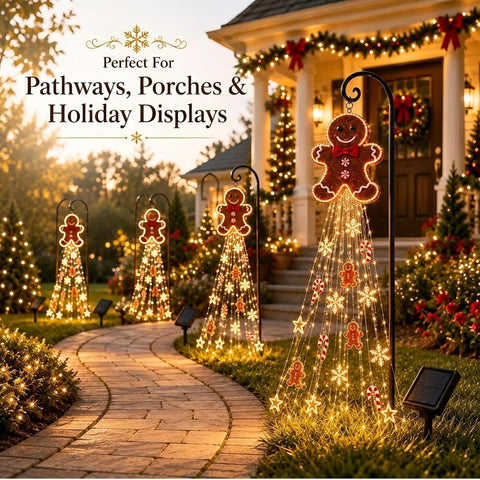 Solar Stake Light Christmas Gingerbread Man Walkway Lighting
