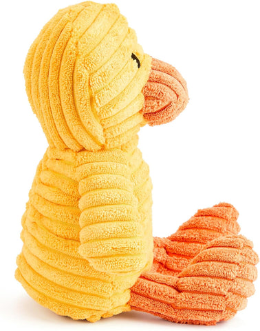 Yellow Duck Plush Dog Toy with Squeaker interactive play and enjoyment.
