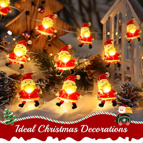 3M 30 LED Santa Claus Christmas String Lights | Battery Operated Fairy Lights for Indoor & Outdoor Home, Bedroom & Party Decorations