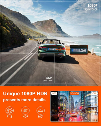 Vantrue E1 Lite Dash Cam 1080P HDR Night Vision WiFi GPS 160° Wide Angle