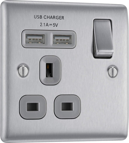 Fast Charging Single Switched Socket with Dual USB Ports