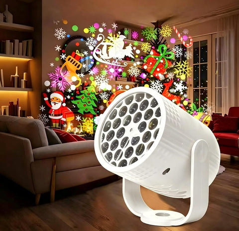 Christmas Projector Light with 20 Rotating Patterns – Colourful LED Christmas Projection Light for Indoor & Outdoor Festive Decorations