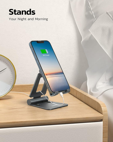Nulaxy Aluminum Adjustable Phone Stand – Foldable Desk Holder for All Smartphones