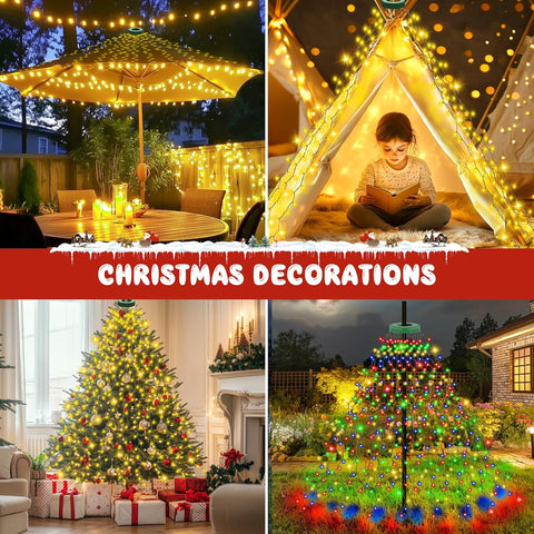 Gcstnn 400 LED Christmas Tree Lights – 2m x 16 Hanging Strings, Multicolour Mains Powered Fairy Lights with 8 Modes, Timer & Memory – Give Your Christmas Tree Its Own Little Winter Wonderland