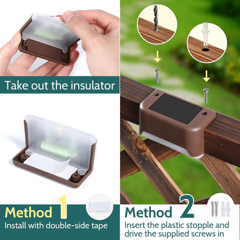 Solpex Solar Fence Lights, 12 Pack Garden Solar Deck Lights for Outdoor, Waterproof for Outdoor Stairs, Step, Fence, Yard, Patio, Pathway(Brown Warm White)
