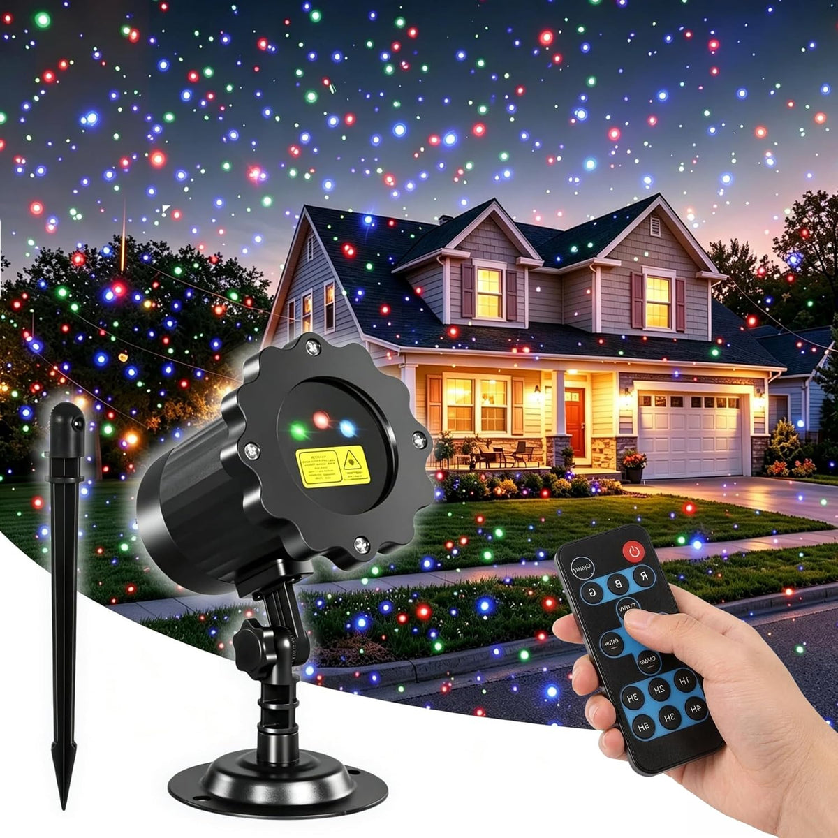 QUVVYN Outdoor Christmas Laser Projector Lights – RGB Moving Starry Laser with Remote Control, Timer, IP65 Waterproof Garden & Party Decoration