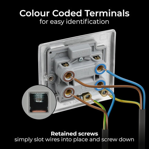 BG Electrical NBS74-01 Switched Cooker Control Unit with a Power Indicator, 45 Amp, Brushed Steel