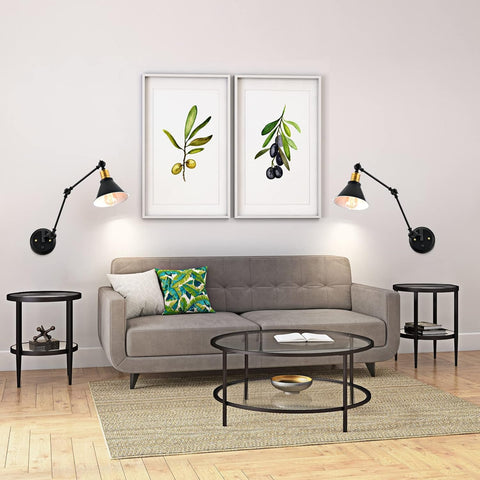 Black Swing Arm Wall Sconces Industrial Set of 2