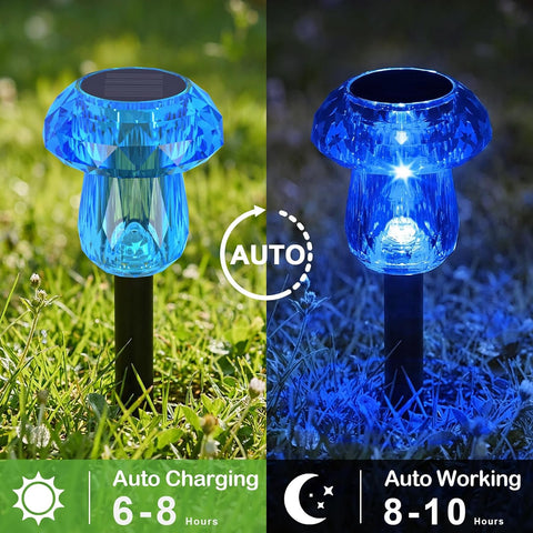 Solar Halloween Lights Outdoor 8 Pack Blue Garden Mushroom Decor