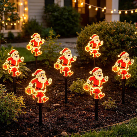 Solar Stake Lights Outdoor Christmas Santa Design Decorative Lighting