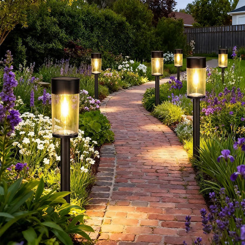 UME 2 Packs Solar Pathway Lights Outdoor, 3000K LED Landscape Lighting for Yard, Lawn, Walkway, Driveway, Patio Decor